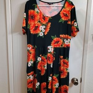 Tralilbee Size 2X Beautiful Sunflower Comfy Dress